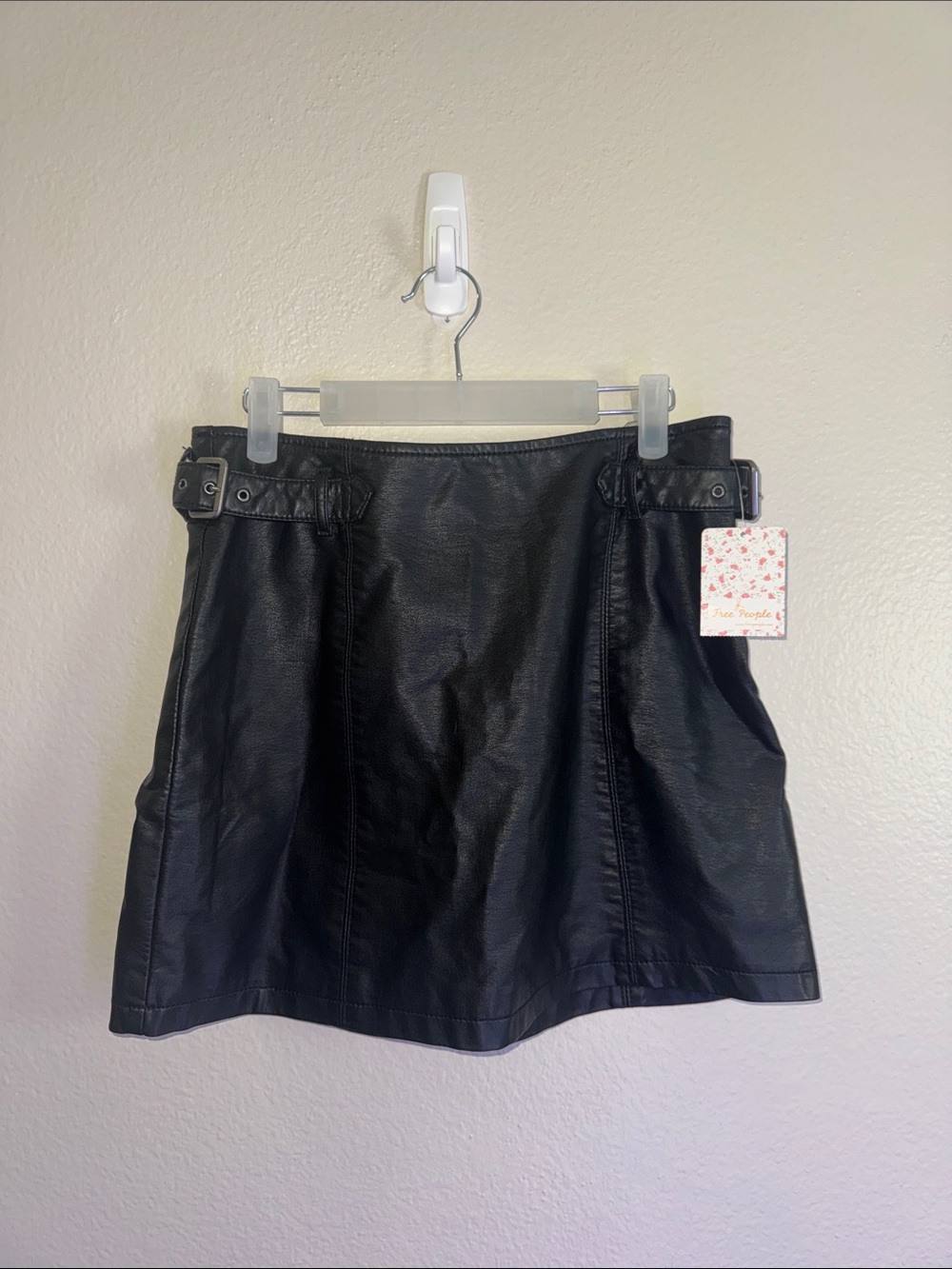 Free People Black Faux Leather Skirt NWT